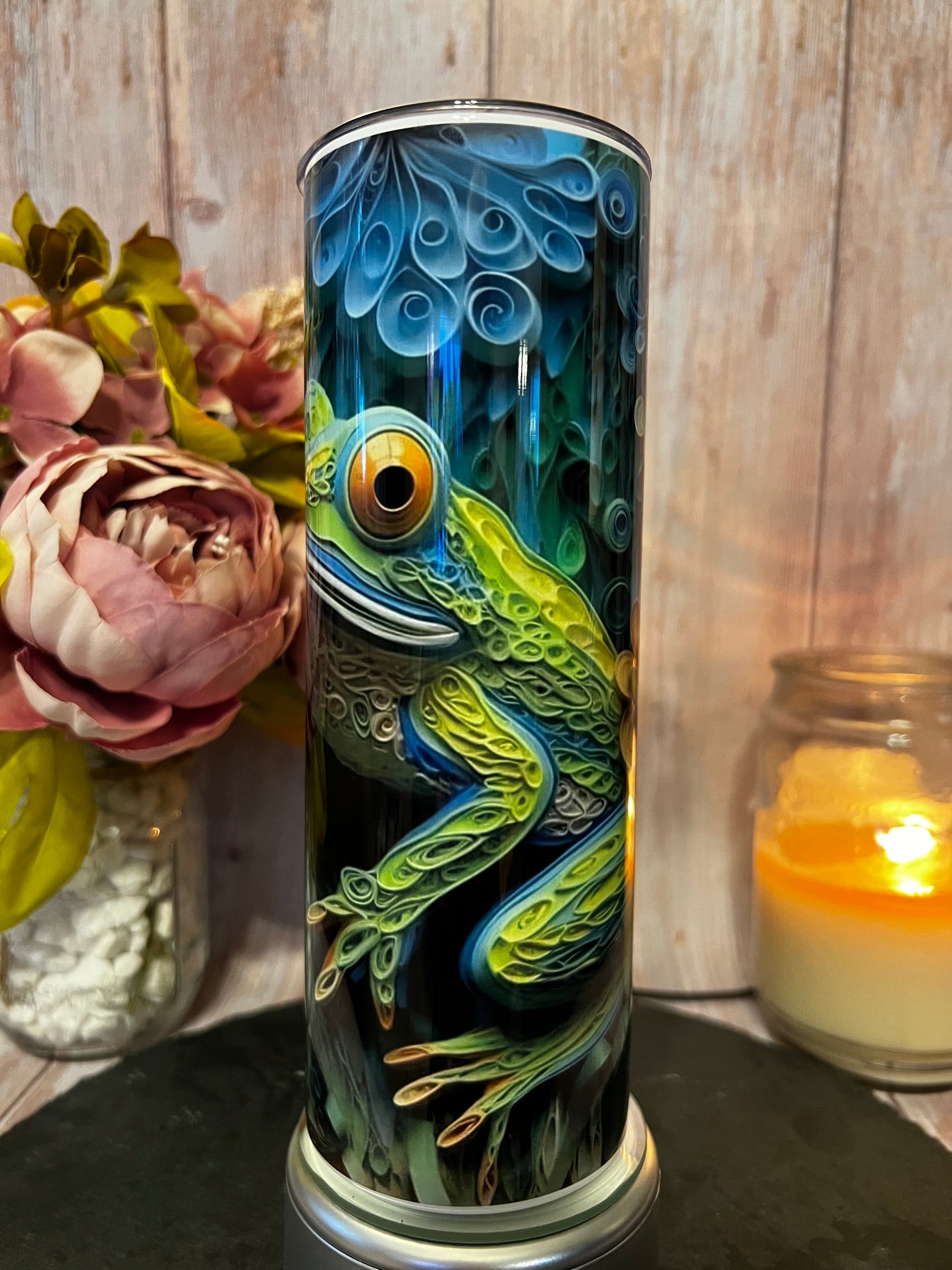 3D Frog Stainless Steel Insulated Tumbler with Slider Lid and Straw