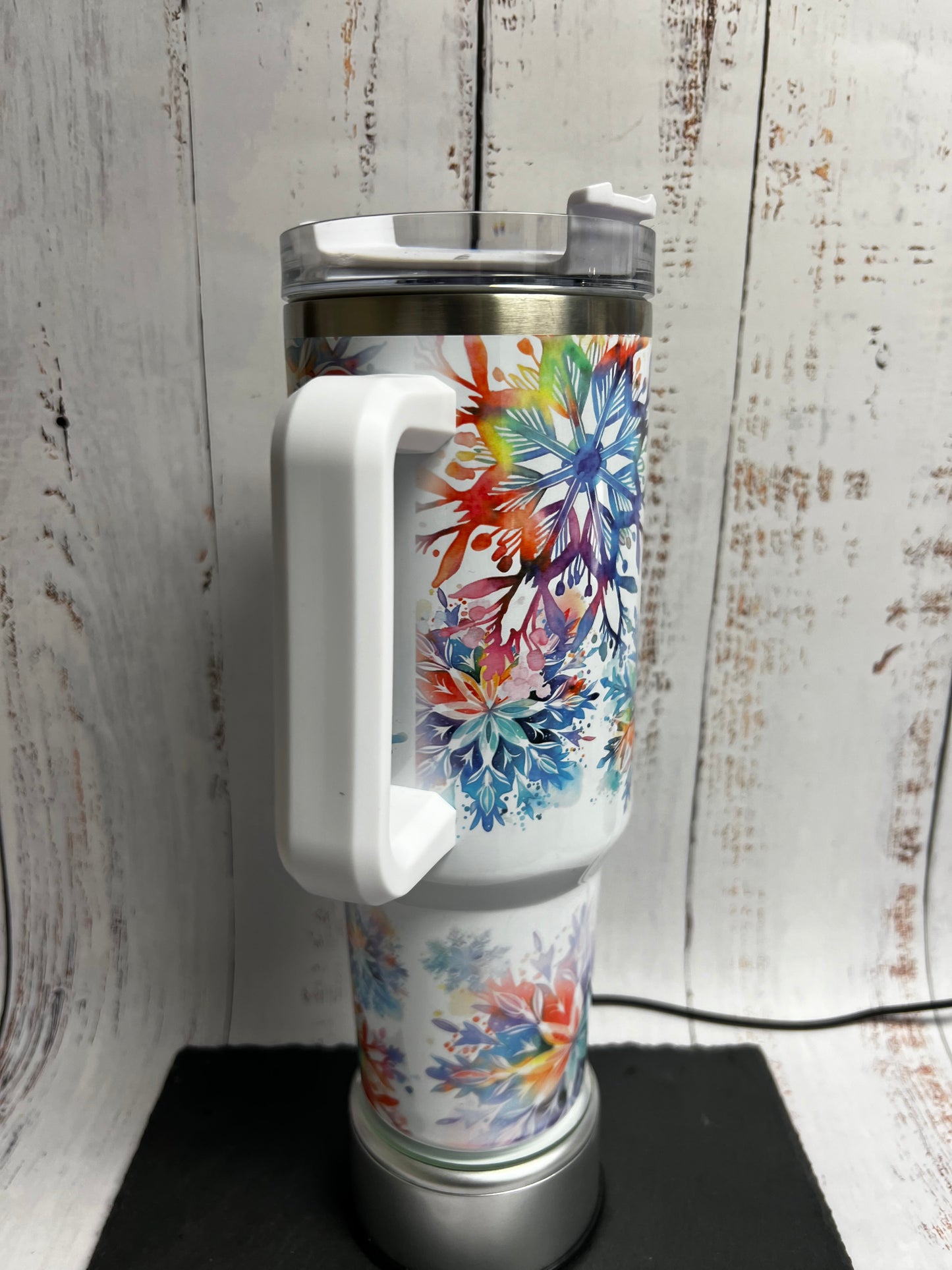 40 oz Insulated Cup with Lid and Straw (Bright Star/Snowflake)