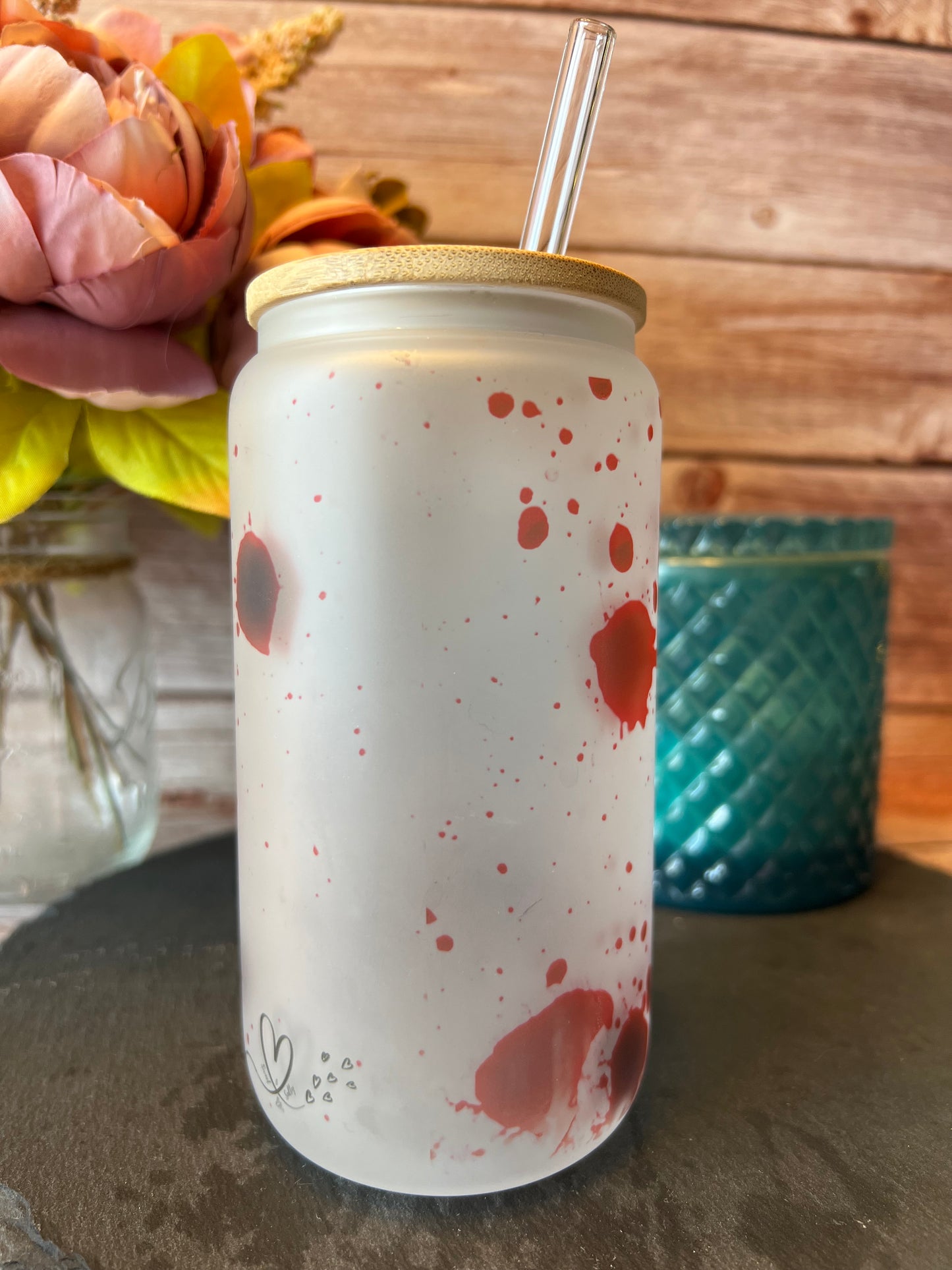 It's fine... I'm fine... Everything's fine... Funny 16oz Frosted Glass Can with Bamboo Lid and Straw